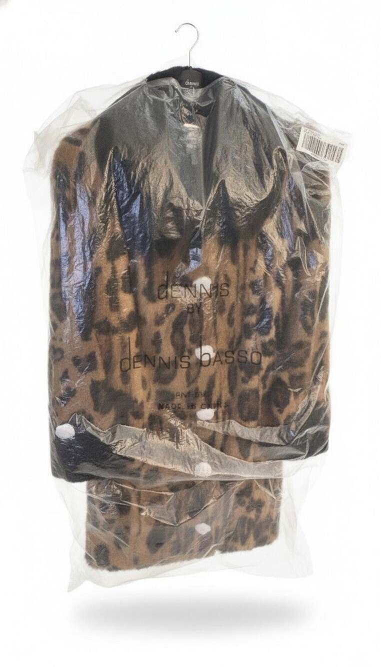Dennis Basso Faux Fur Leopard Coat Size S Natural Combo